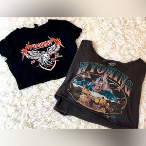 graphic cropped tees duo